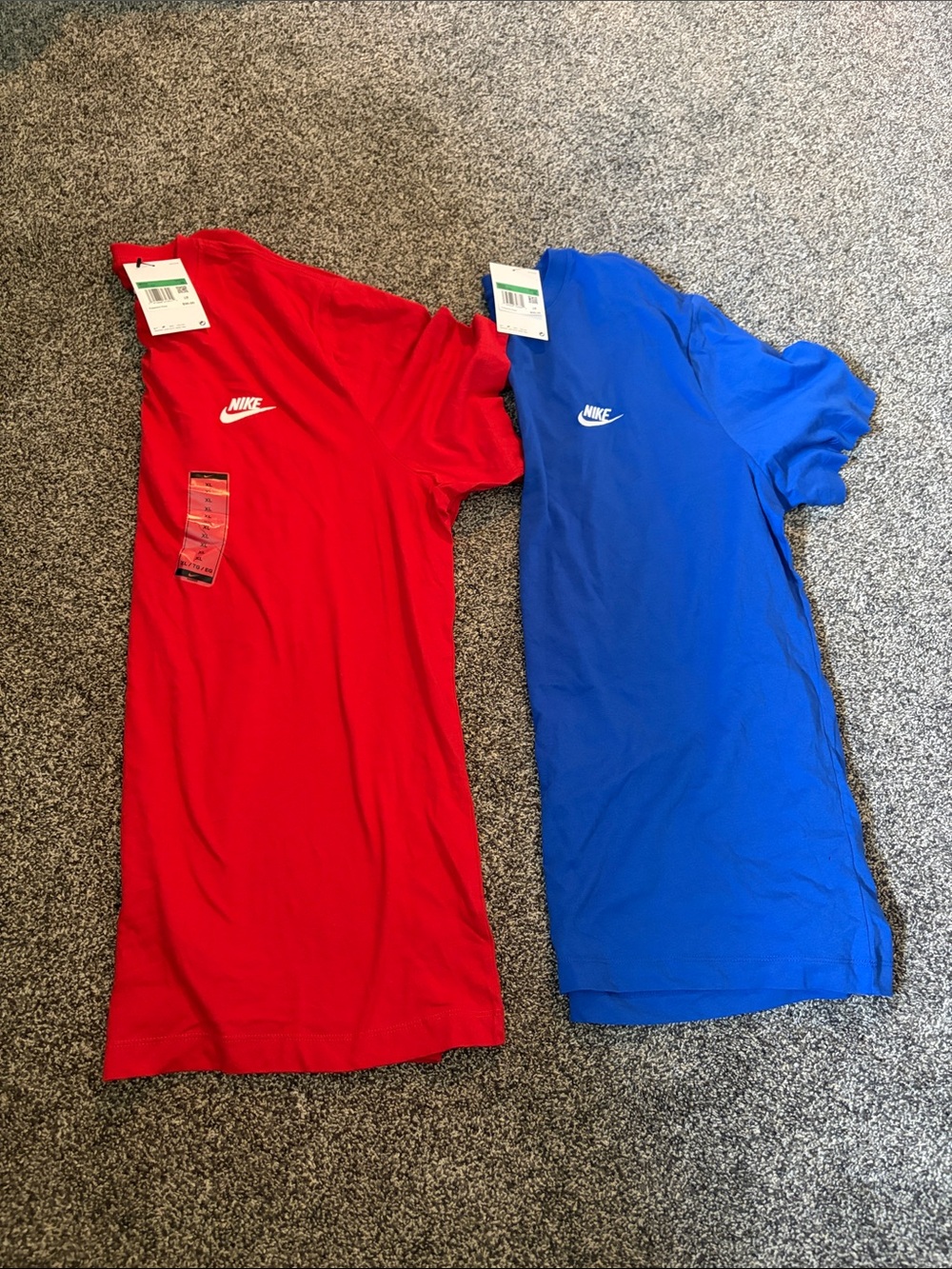 NWT Bundle Nike Red and Blue Swoosh Crew Tee Pair